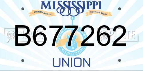 B677262 Mississippi License Plate