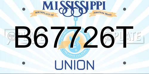 B67726T Mississippi License Plate