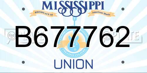 B677762 Mississippi License Plate