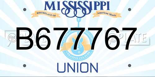 B677767 Mississippi License Plate