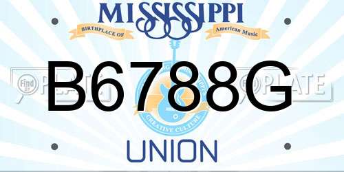 B6788G Mississippi License Plate