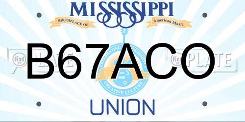 B67ACO Mississippi License Plate
