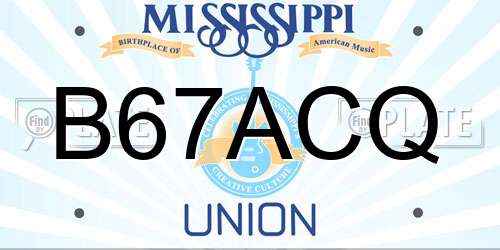 B67ACQ Mississippi License Plate