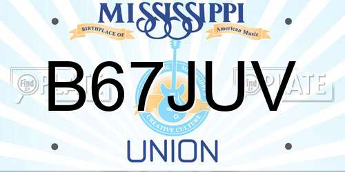 B67JUV Mississippi License Plate