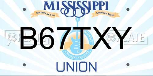 B67TXY Mississippi License Plate