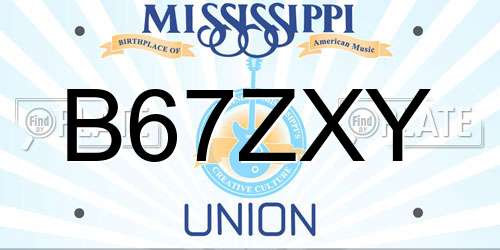 B67ZXY Mississippi License Plate
