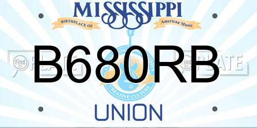 B680RB Mississippi License Plate