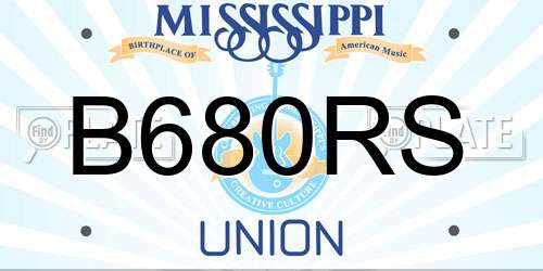 B680RS Mississippi License Plate
