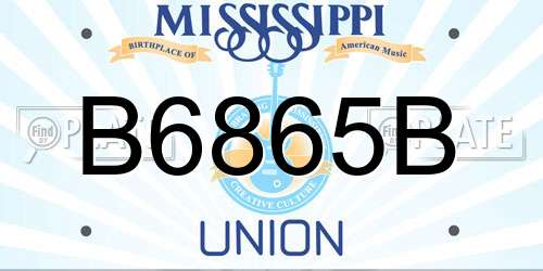 B6865B Mississippi License Plate