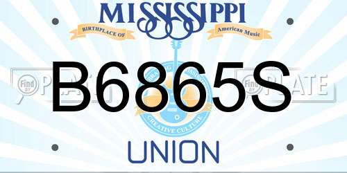 B6865S Mississippi License Plate