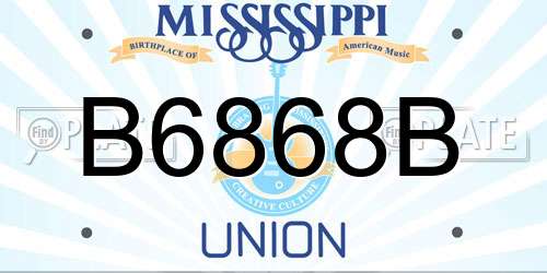B6868B Mississippi License Plate
