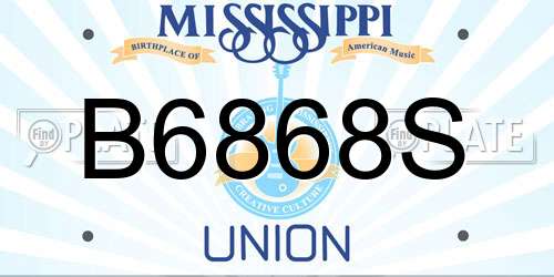 B6868S Mississippi License Plate