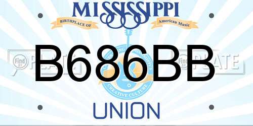 B686BB Mississippi License Plate