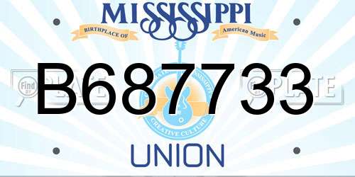 B687733 Mississippi License Plate