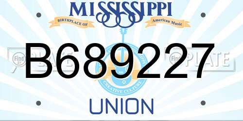 B689227 Mississippi License Plate