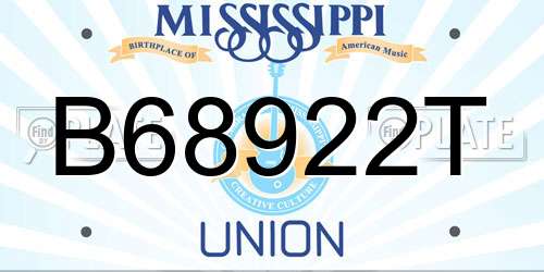 B68922T Mississippi License Plate
