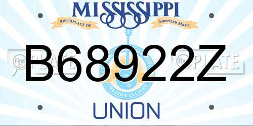 B68922Z Mississippi License Plate