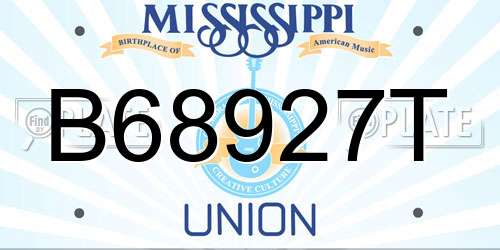 B68927T Mississippi License Plate