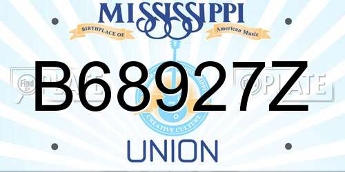 B68927Z Mississippi License Plate