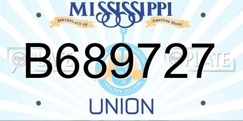 B689727 Mississippi License Plate