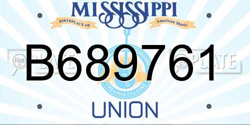 B689761 Mississippi License Plate