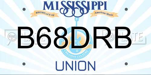 B68DRB Mississippi License Plate
