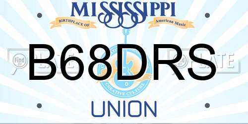 B68DRS Mississippi License Plate