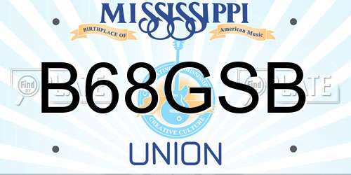 B68GSB Mississippi License Plate