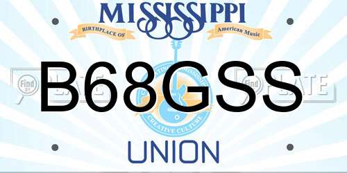 B68GSS Mississippi License Plate