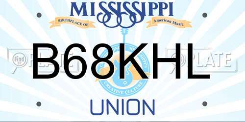 B68KHL Mississippi License Plate