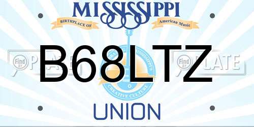 B68LTZ Mississippi License Plate