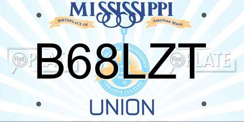 B68LZT Mississippi License Plate