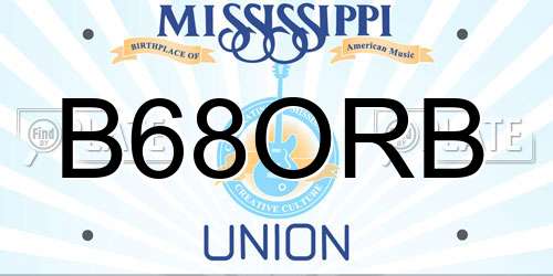 B68ORB Mississippi License Plate