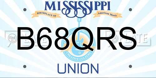 B68QRS Mississippi License Plate