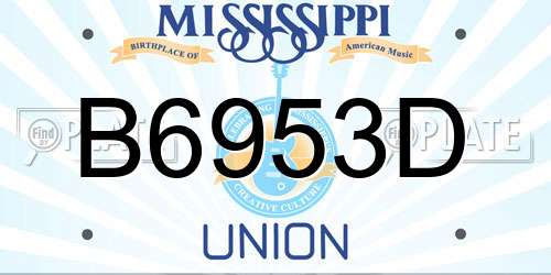 B6953D Mississippi License Plate