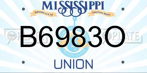 B6983O Mississippi License Plate