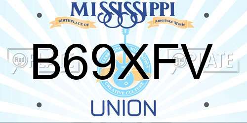 B69XFV Mississippi License Plate