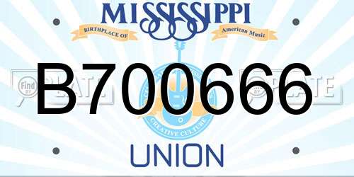 B700666 Mississippi License Plate