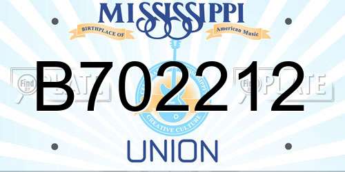 B702212 Mississippi License Plate