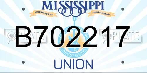 B702217 Mississippi License Plate