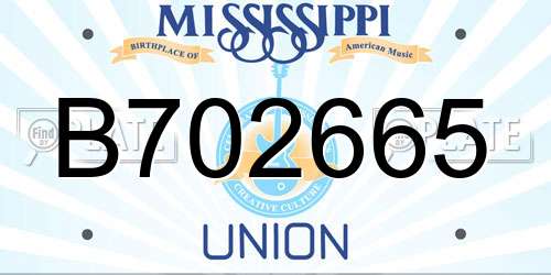 B702665 Mississippi License Plate
