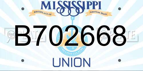 B702668 Mississippi License Plate