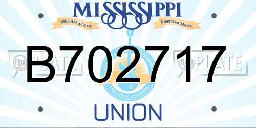 B702717 Mississippi License Plate
