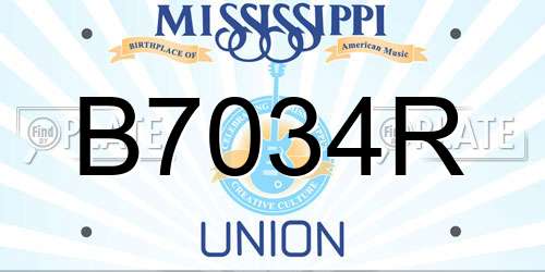 B7034R Mississippi License Plate