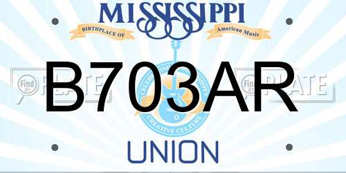 B703AR Mississippi License Plate