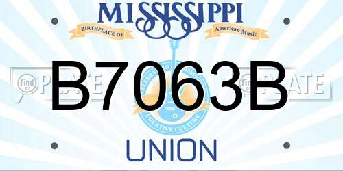 B7063B Mississippi License Plate