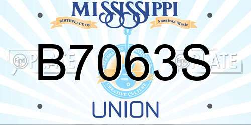 B7063S Mississippi License Plate