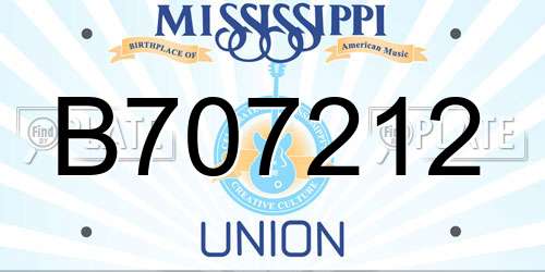 B707212 Mississippi License Plate