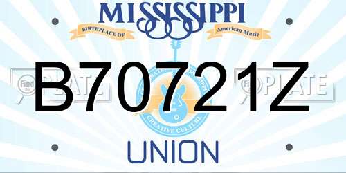B70721Z Mississippi License Plate