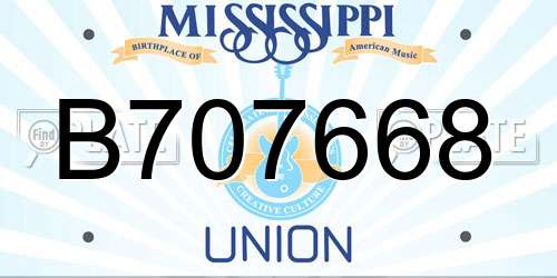 B707668 Mississippi License Plate